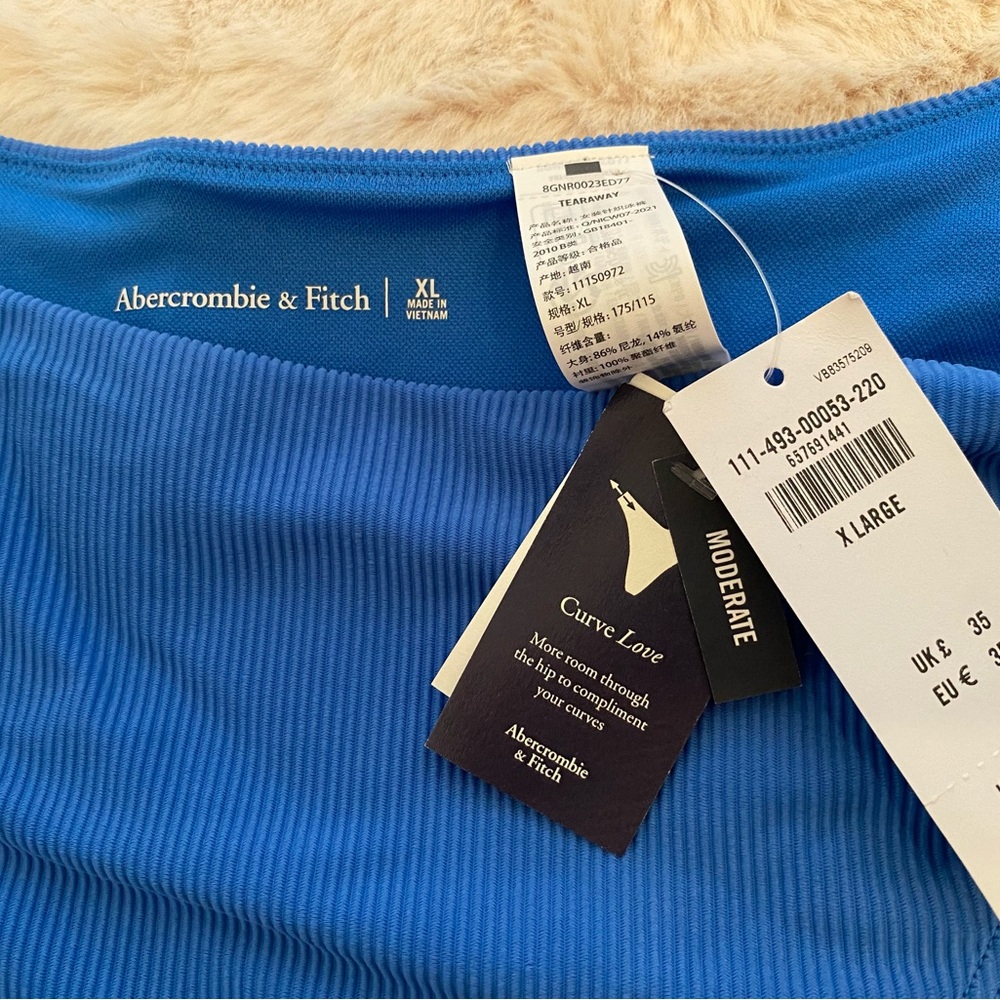 Abercrombie&Fitch Blue Ribbed, Curve Love, Moderate, Bikini Bottoms XL (NWT)